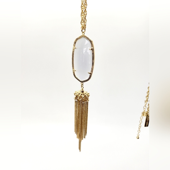 Kendra Scott Rayne Gold Long Pendant Necklace in Cats's Eye - Picture 7 of 9